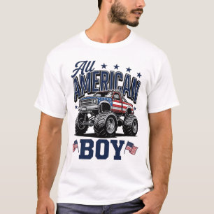 Amerikanisches Jungen-Monster-Truck-Retro-Patrioti T-Shirt