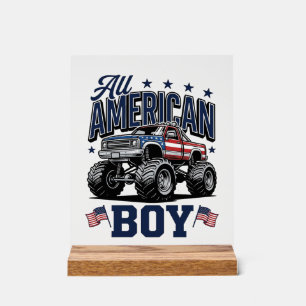 Amerikanisches Jungen-Monster-Truck-Vintage-Patrio Acrylschild