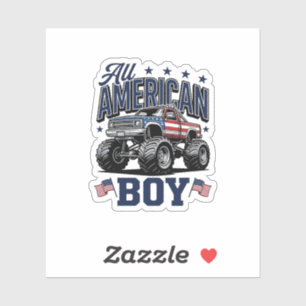 Amerikanisches Jungen-Monster-Truck-Vintage-Patrio Aufkleber