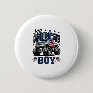 Amerikanisches Jungen-Monster-Truck-Vintage-Patrio Button