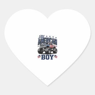 Amerikanisches Jungen-Monster-Truck-Vintage-Patrio Herz-Aufkleber