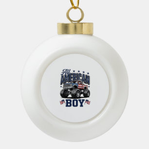 Amerikanisches Jungen-Monster-Truck-Vintage-Patrio Keramik Kugel-Ornament