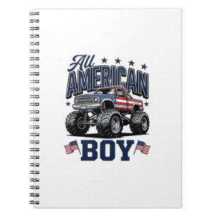 Amerikanisches Jungen-Monster-Truck-Vintage-Patrio Notizblock