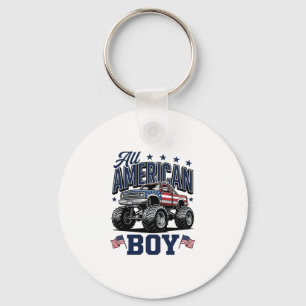 Amerikanisches Jungen-Monster-Truck-Vintage-Patrio Schlüsselanhänger