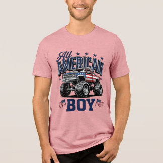 Amerikanisches Jungen-Monster-Truck-Vintage-Patrio Tri-Blend Shirt