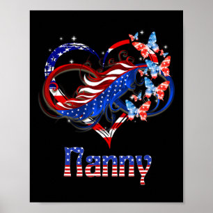Amerikanisches Kindermädchen Herz Schmetterlinge P Poster