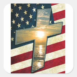 Amerikanisches Kreuz #1 Quadratischer Aufkleber