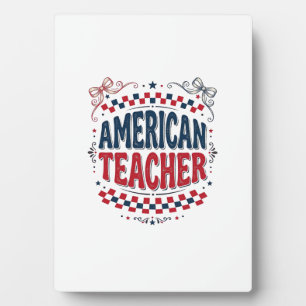Amerikanisches Lehrer-Patriotisches Vintage-Shirt- Fotoplatte