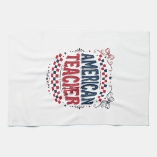 Amerikanisches Lehrer-Patriotisches Vintage-Shirt- Geschirrtuch