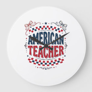 Amerikanisches Lehrer-Patriotisches Vintage-Shirt- Große Wanduhr