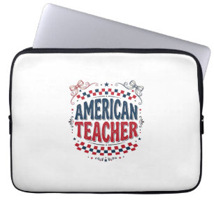 Amerikanisches Lehrer-Patriotisches Vintage-Shirt- Laptopschutzhülle