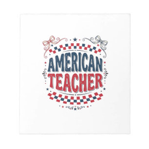 Amerikanisches Lehrer-Patriotisches Vintage-Shirt- Notizblock