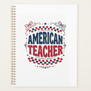Amerikanisches Lehrer-Patriotisches Vintage-Shirt- Planer