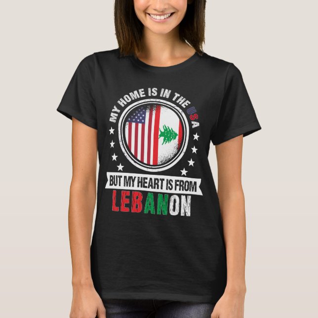 Amerikanisches libanesisches Flaggenherz aus Liban T-Shirt (Vorderseite)