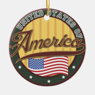 Amerikanisches Logo-Reiseposter Keramikornament