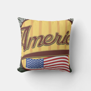 Amerikanisches Logo-Reiseposter Kissen