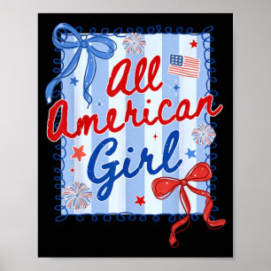 Amerikanisches Mädchen Coquette Bow 4. Juli Mädche Poster