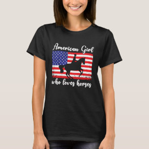 Amerikanisches Mädchen, das Eventing-Pferde liebt  T-Shirt