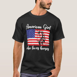 Amerikanisches Mädchen, das Pferde liebt Reiter 5 T-Shirt