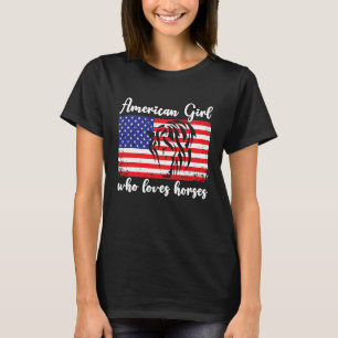 Amerikanisches Mädchen, das Pferde liebt Reiterin T-Shirt