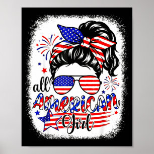Amerikanisches Mädchen USA-Flagge 4. Juli Frauen K Poster