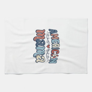 Amerikanisches Mama Patriotisches Vintage-Shirt-De Geschirrtuch