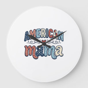 Amerikanisches Mama Patriotisches Vintage-Shirt-De Große Wanduhr