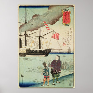 Amerikanisches Marineschiff in einem japanischen Poster