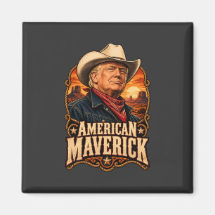 Amerikanisches Maverick-Western-Porträt im Quadrat Magnet
