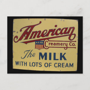 Amerikanisches Milchunternehmen Vintage-Schild Postkarte