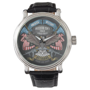 Amerikanisches Militär mit Flaggen und Adler Armbanduhr