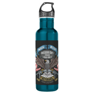 Amerikanisches Militär mit Flaggen und Adler Edelstahlflasche