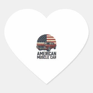Amerikanisches Muscle-Car-Vintage-Flag-Shirt-Desig Herz-Aufkleber
