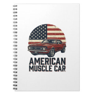 Amerikanisches Muscle-Car-Vintage-Flag-Shirt-Desig Notizblock