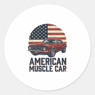 Amerikanisches Muscle-Car-Vintage-Flag-Shirt-Desig Runder Aufkleber