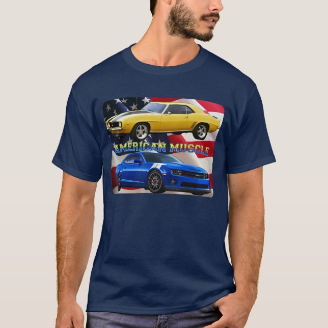 Amerikanisches Muskel Camaro Flaggen-Shirt T-Shirt (Vorderseite)
