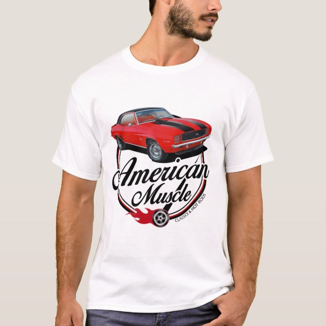 Amerikanisches Muskel-Rot Camaro T-Shirt (Vorderseite)