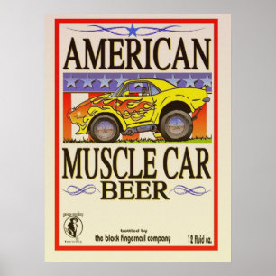 amerikanisches Muskelauto-Bierplakat Poster