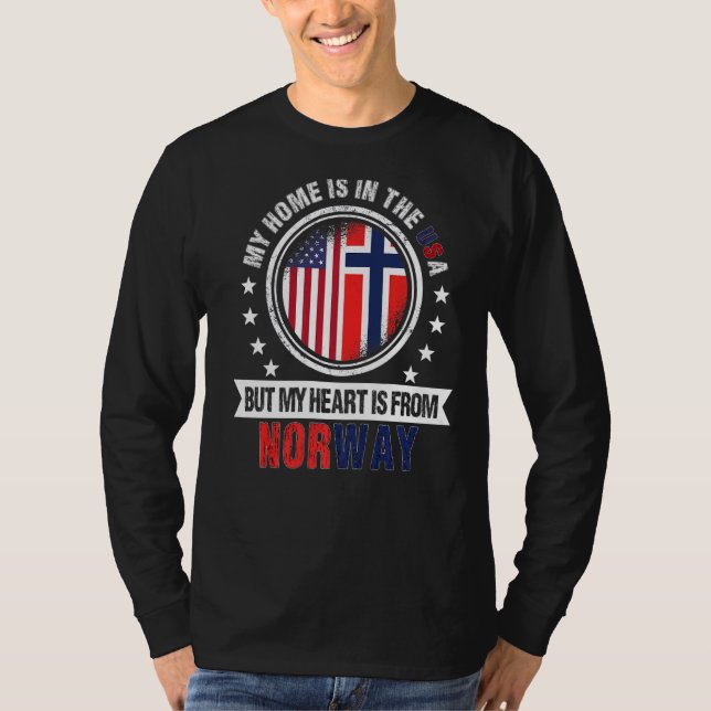 Amerikanisches norwegisches Flaggenherz aus Norweg T-Shirt (Vorderseite)