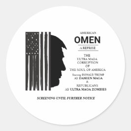 Amerikanisches Omen in Schwarz Runder Aufkleber