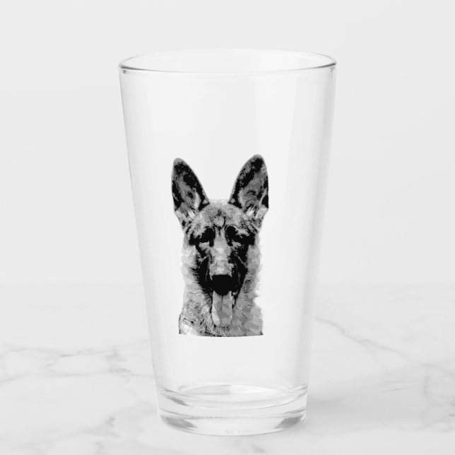 Amerikanisches Pint mit Deutschem Schäferhund  Glas (Vorderseite)