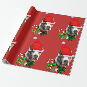 Amerikanisches Pitbull-Terrier-Weihnachten Geschenkpapier