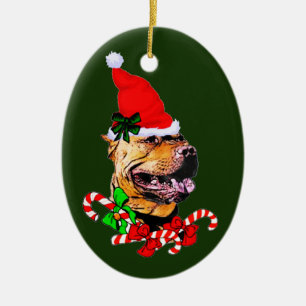 Amerikanisches Pitbull-Terrier-Weihnachten Keramik Ornament