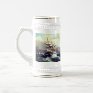 Amerikanisches Schiff in Not 1841 Bierglas