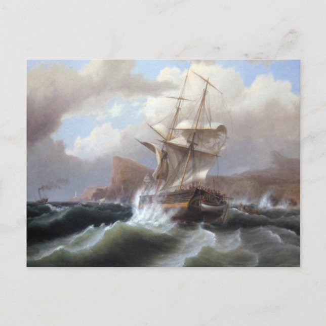 Amerikanisches Schiff in Not 1841 Postkarte (Vorderseite)