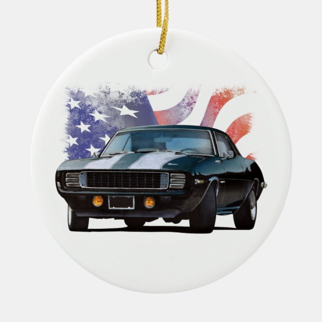 Amerikanisches schwarzes Camaro Keramik Ornament (Vorne)