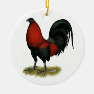 Amerikanisches Spiel BB Schwarzer roter Hahn Keramikornament