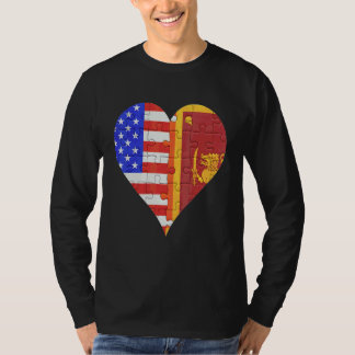 Amerikanisches sri-lankisches Flaggenherz T-Shirt