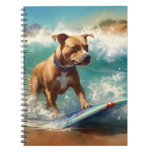 Amerikanisches Staffordshire-Strand-Surfing-Gemäld Notizblock