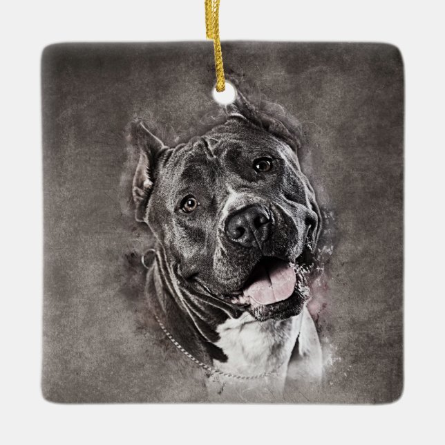 Amerikanisches Staffordshire Terrier - Amstaff Keramikornament (Vorderseite)